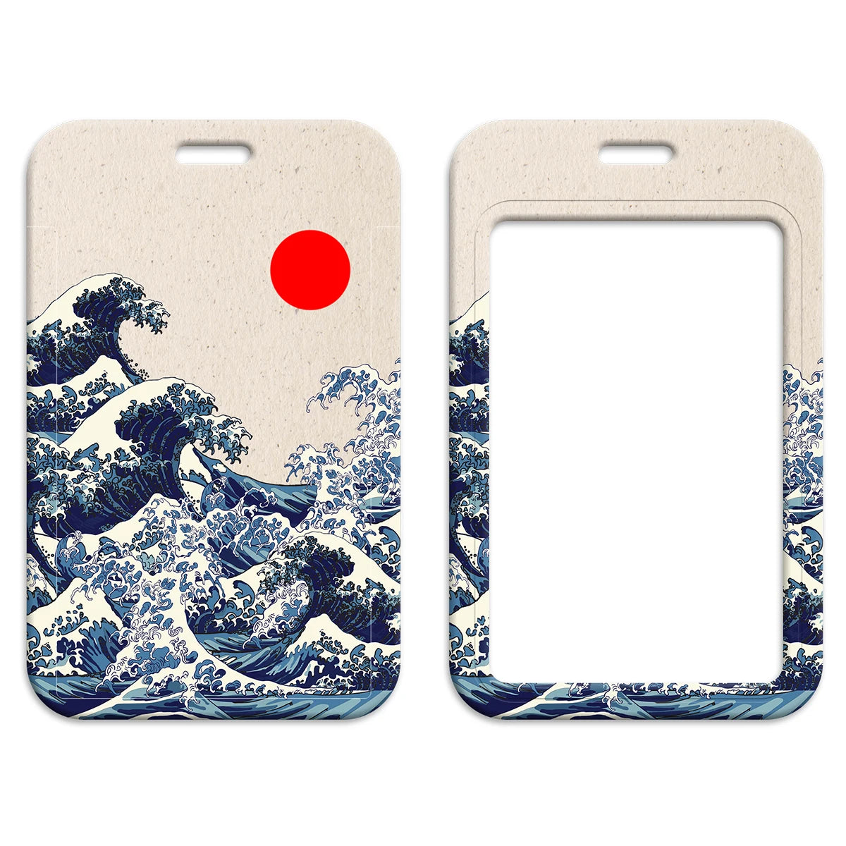 Japanese Waves Lanyard Keychain ID Card Cover