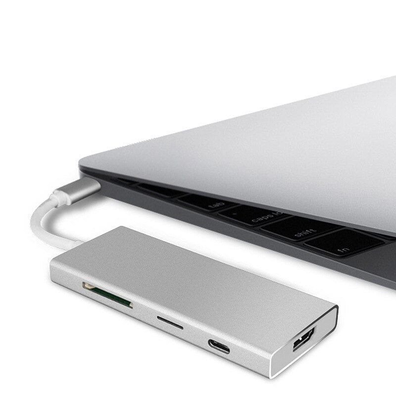 7-in-11 USB-C Phone Laptop Docking Station USB 3.0 HDMI RJ45 SD Type-C USB Hub