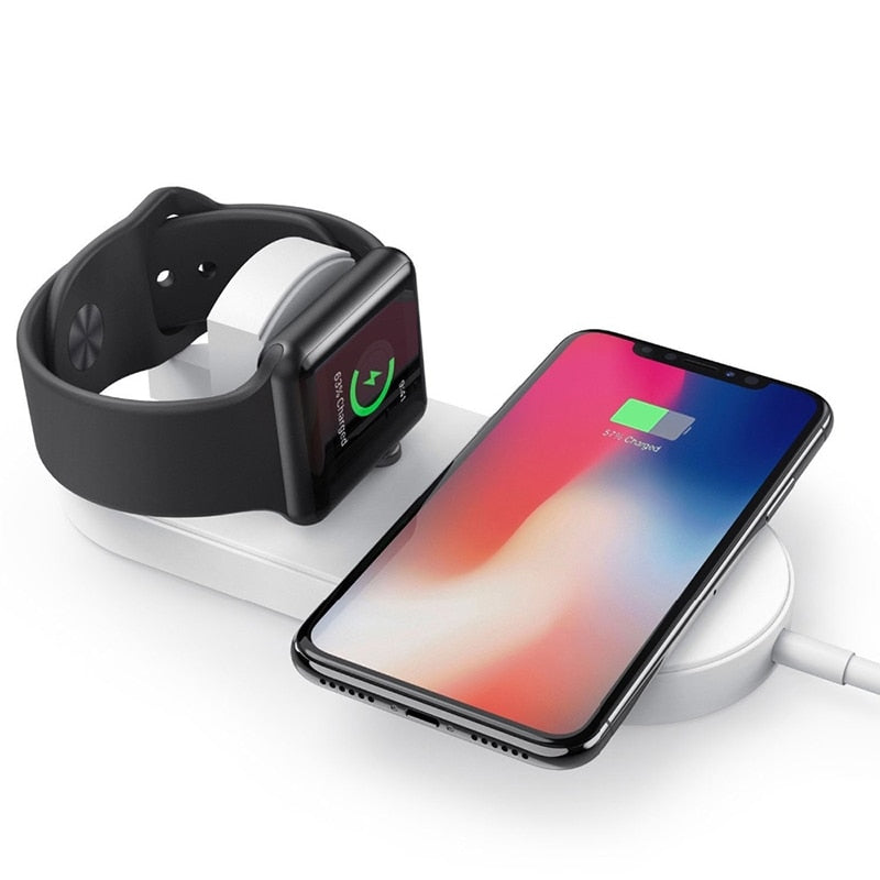 2-in-1 10w Qi Wireless Charger iPhone Watch Fast-Charging Dock