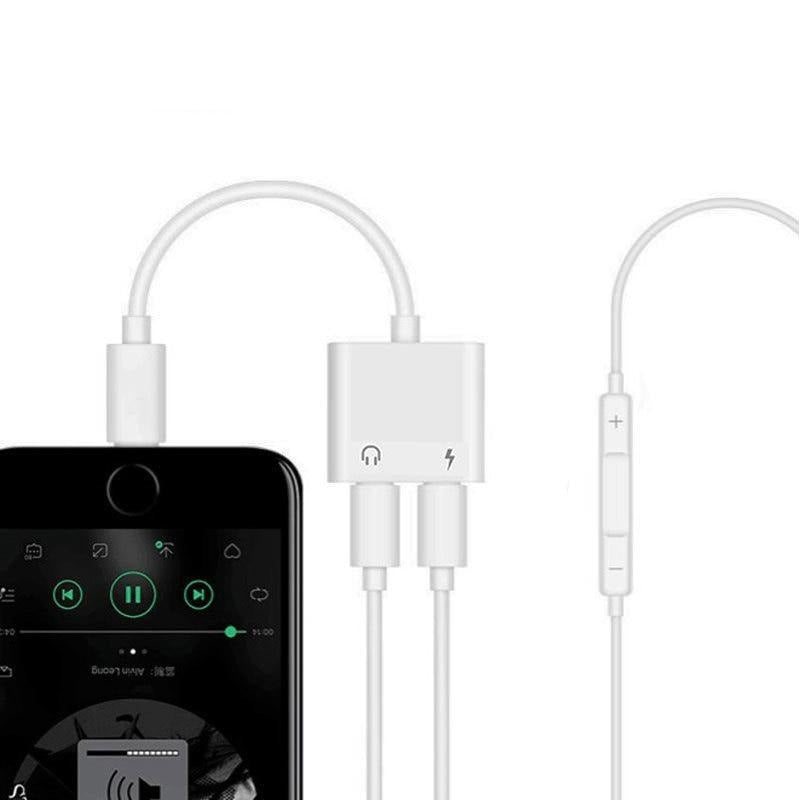 Double-Jack Charging Audio Adapter Converter
