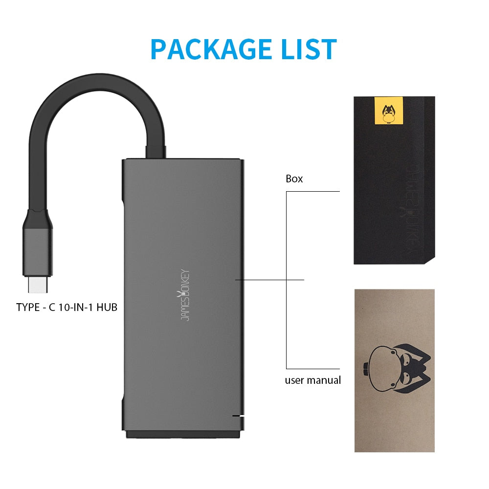 Original Syllable 10-in-1 USB C HUB Laptop Docking Stations Type-C support PD fast charging function