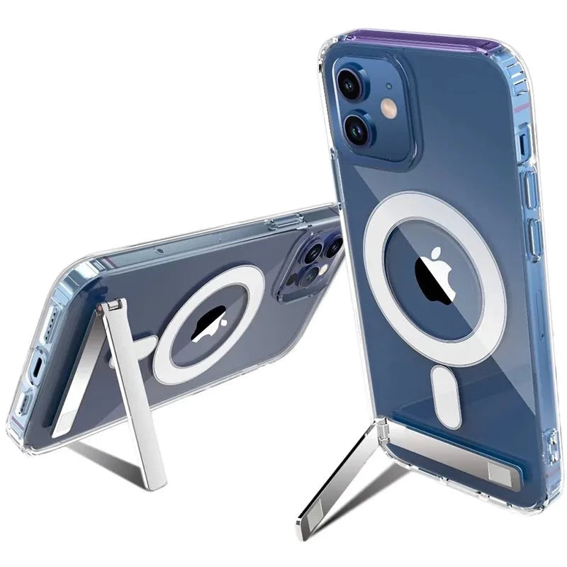 Clear Magnetic Phone Case With Kickstand for iPhone