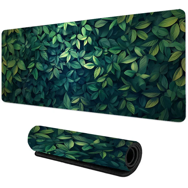 Large Botanical Green Floral Plant Mouse Pad