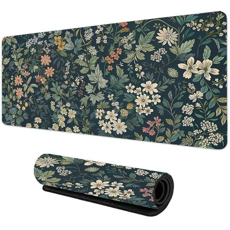 Large Botanical Green Floral Plant Mouse Pad