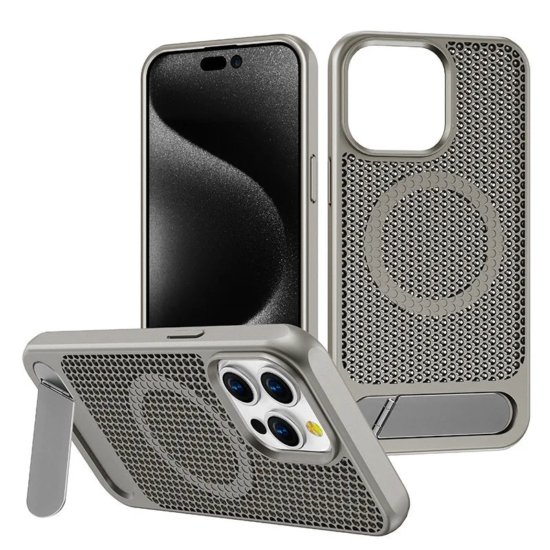 iPhone 11/12/13/14/15 Heat Dissipation Metal Holder Magnetic Case Max/Pro