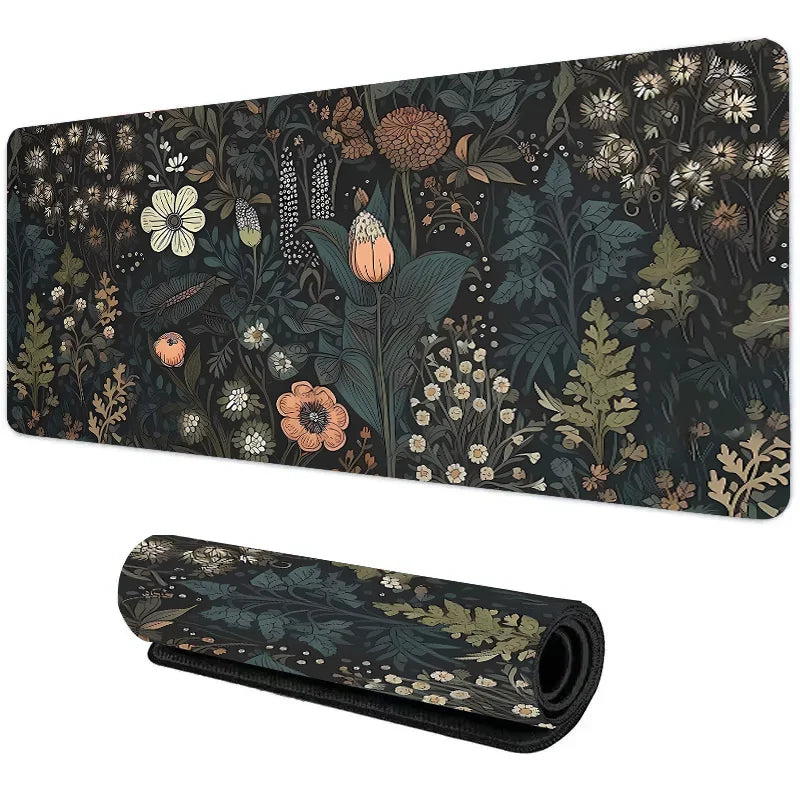 Large Botanical Green Floral Plant Mouse Pad
