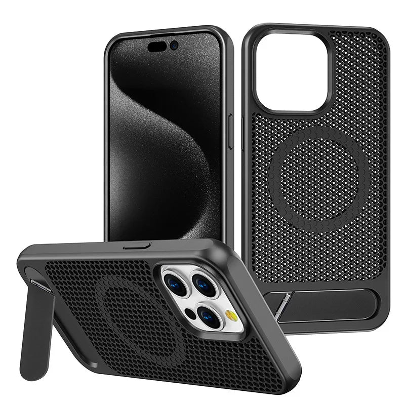 iPhone 11/12/13/14/15 Heat Dissipation Metal Holder Magnetic Case Max/Pro