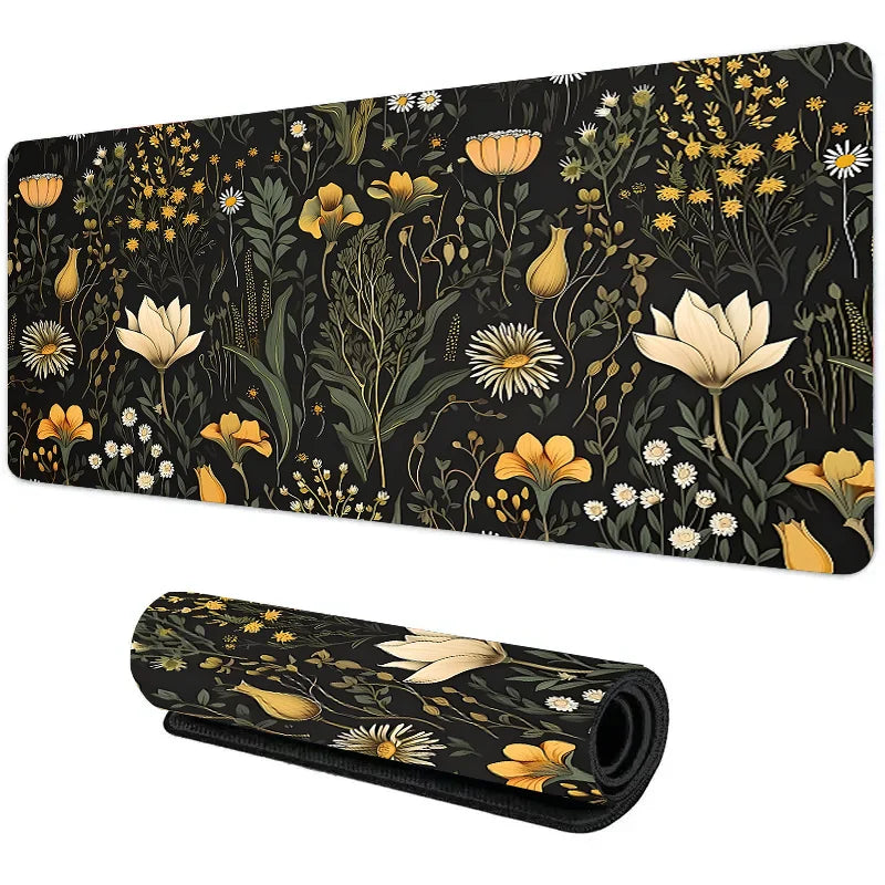 Large Botanical Green Floral Plant Mouse Pad