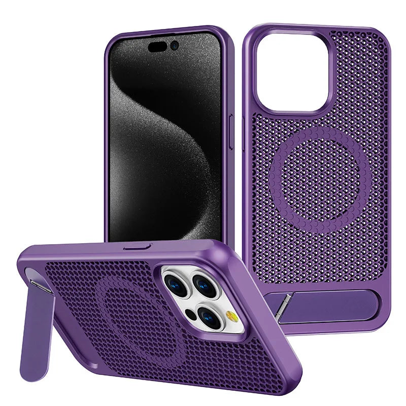 iPhone 11/12/13/14/15 Heat Dissipation Metal Holder Magnetic Case Max/Pro