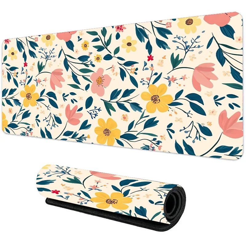 Large Botanical Green Floral Plant Mouse Pad