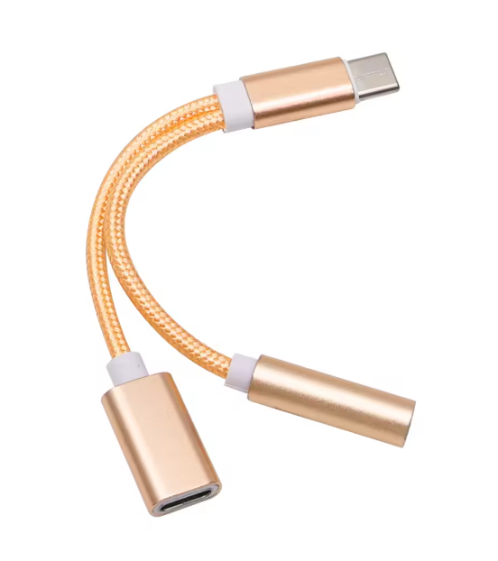 Type-C to 3.5mm AUX Audio Splitter Earphone Jack Adapter