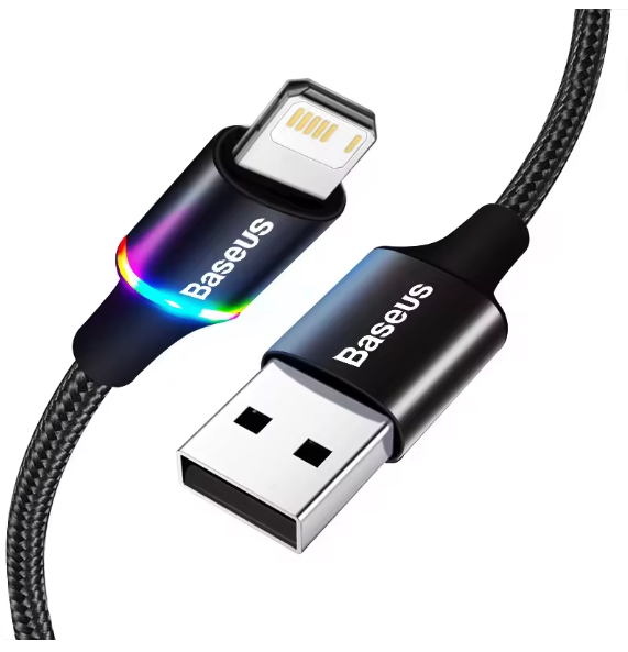 Fast-Charging LED USB-A Lightning Charger Cable