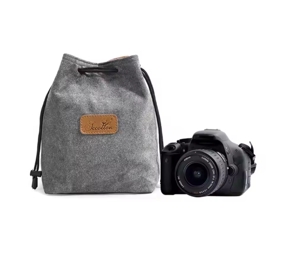 Soft Camera Drawstring Bag