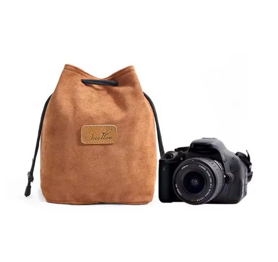 Soft Camera Drawstring Bag