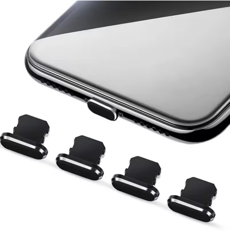 4-Piece Metal Charger Port Anti-Dust Plug Set