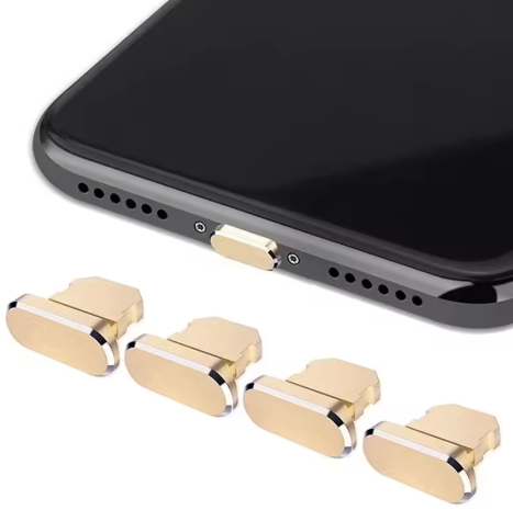 4-Piece Metal Charger Port Anti-Dust Plug Set