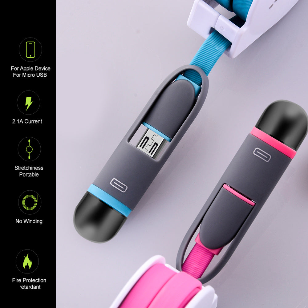 2-in-1 Retractable Micro USB Cable for iPhone