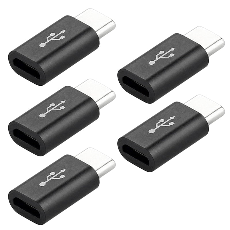 1/5-Piece Micro USB Female to Type-C Male Adapter