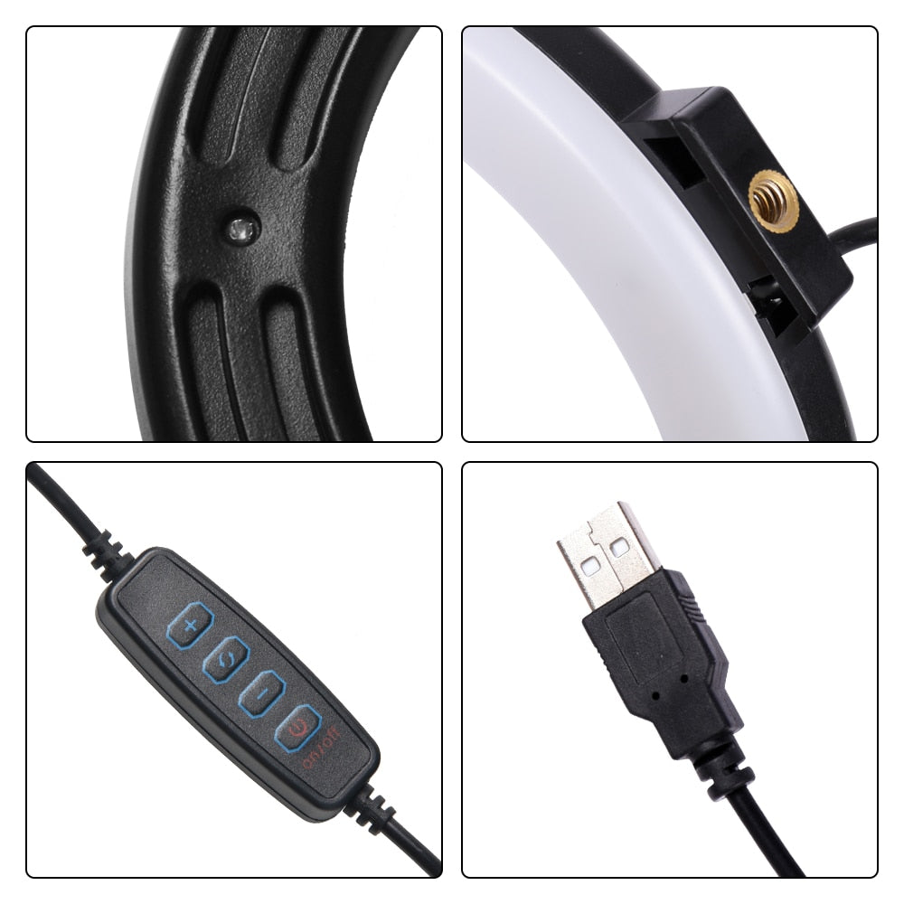 Ring Light Selfie Lamp With Tripod Stand USB Plug