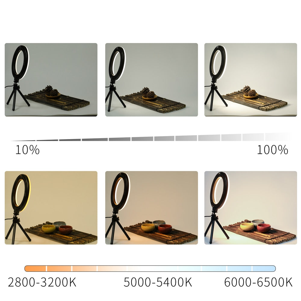 Ring Light Selfie Lamp With Tripod Stand USB Plug