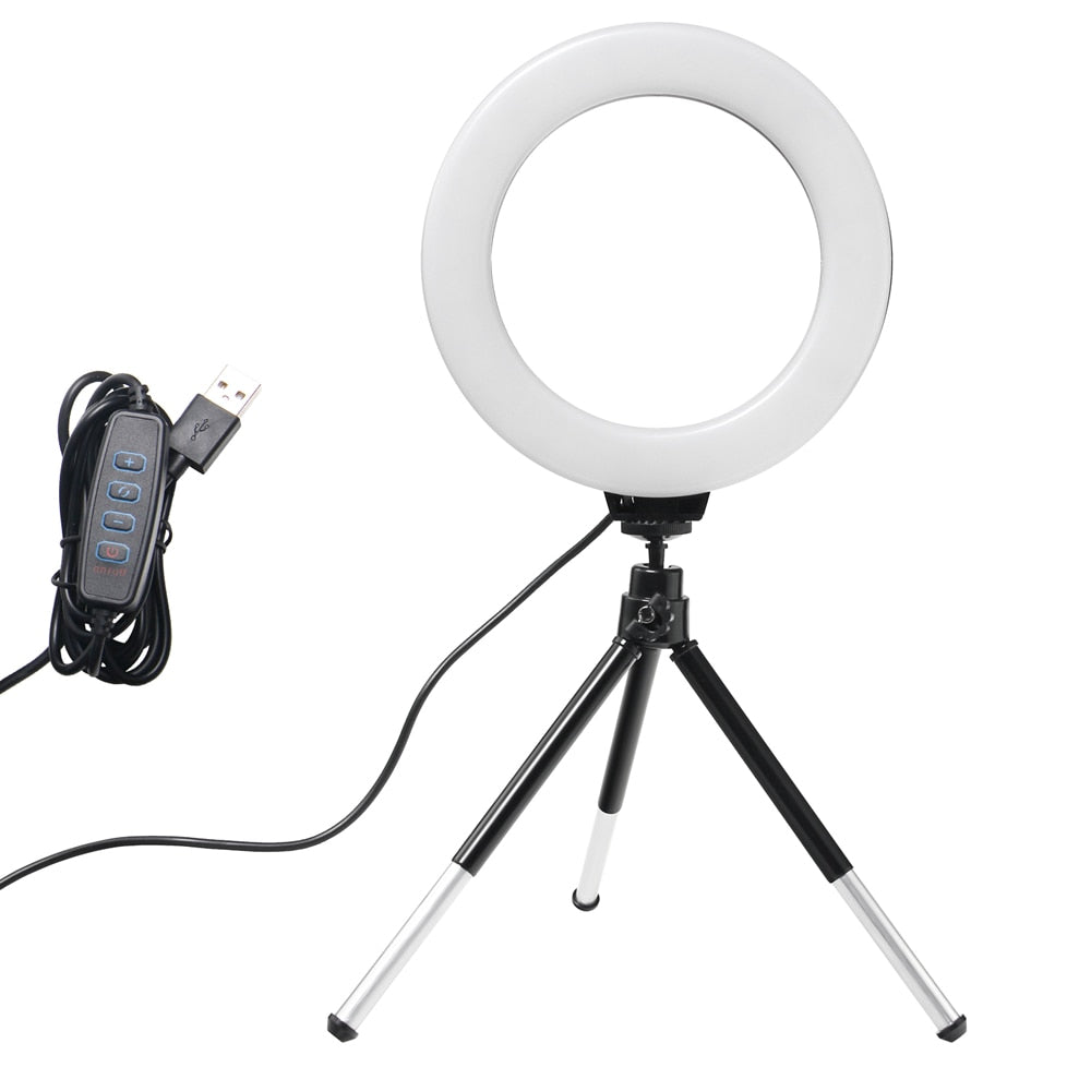 Ring Light Selfie Lamp With Tripod Stand USB Plug