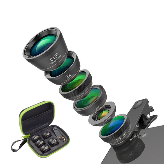 6-in-1 Phone Camera Lens Kit Fisheye Macro Wide Angle CPL/Star