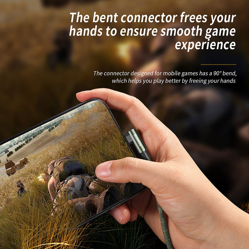 Military Camouflage Green 90 Degree USB Cable For iPhone 5 6 6s 7 8 Fast Charging Cable For iPad USB Charger Cable Data