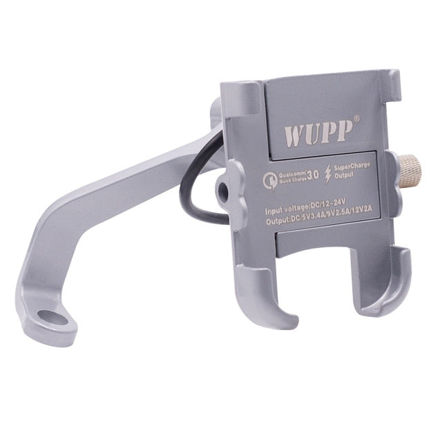 Motorcycle Universal Aluminum Alloy Phone Holder With USB Charger Handlebar Bracket for