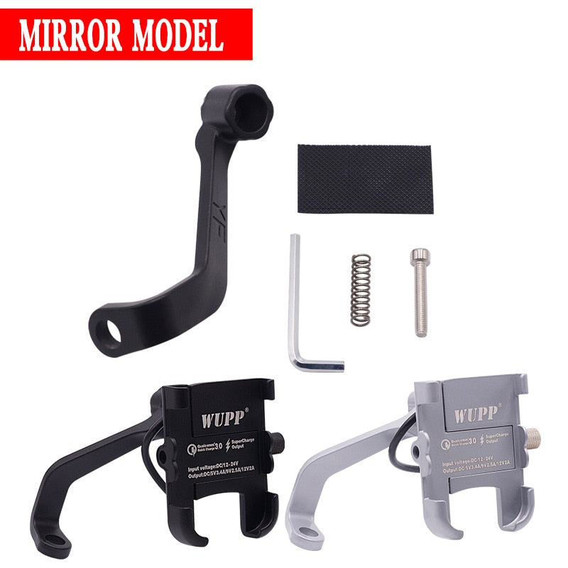 Motorcycle Universal Aluminum Alloy Phone Holder With USB Charger Handlebar Bracket for