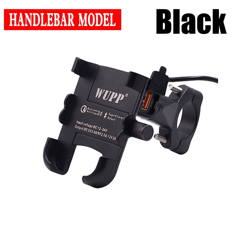 Motorcycle Universal Aluminum Alloy Phone Holder With USB Charger Handlebar Bracket for