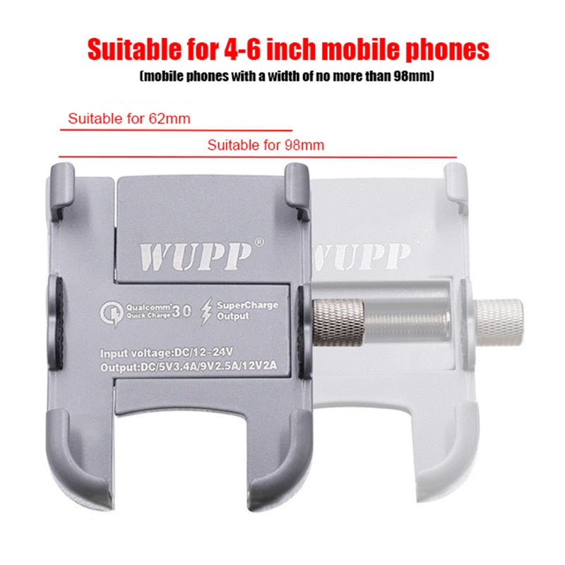 Motorcycle Universal Aluminum Alloy Phone Holder With USB Charger Handlebar Bracket for