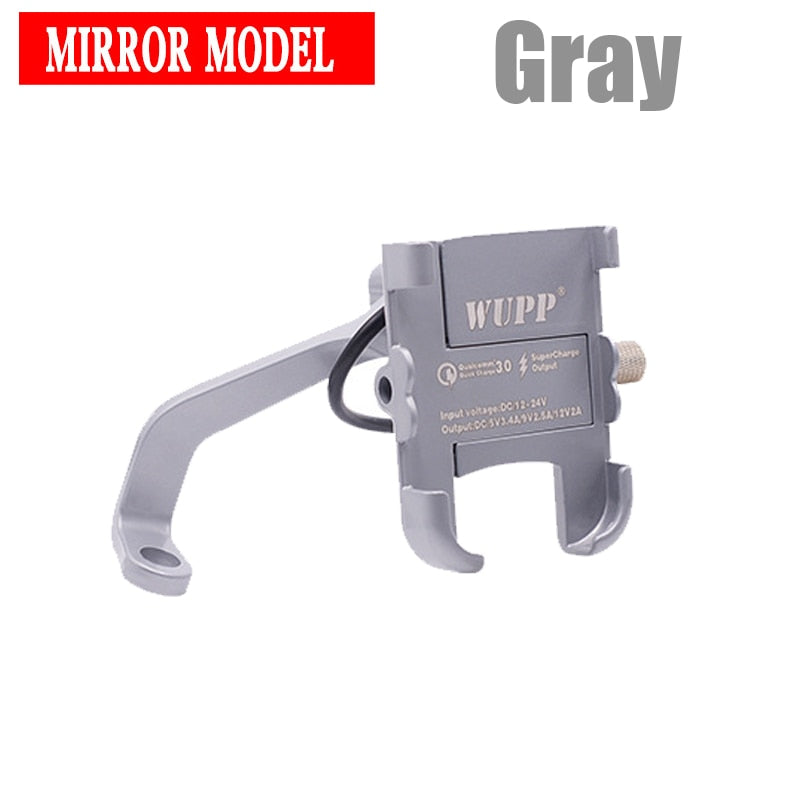 Motorcycle Universal Aluminum Alloy Phone Holder With USB Charger Handlebar Bracket for