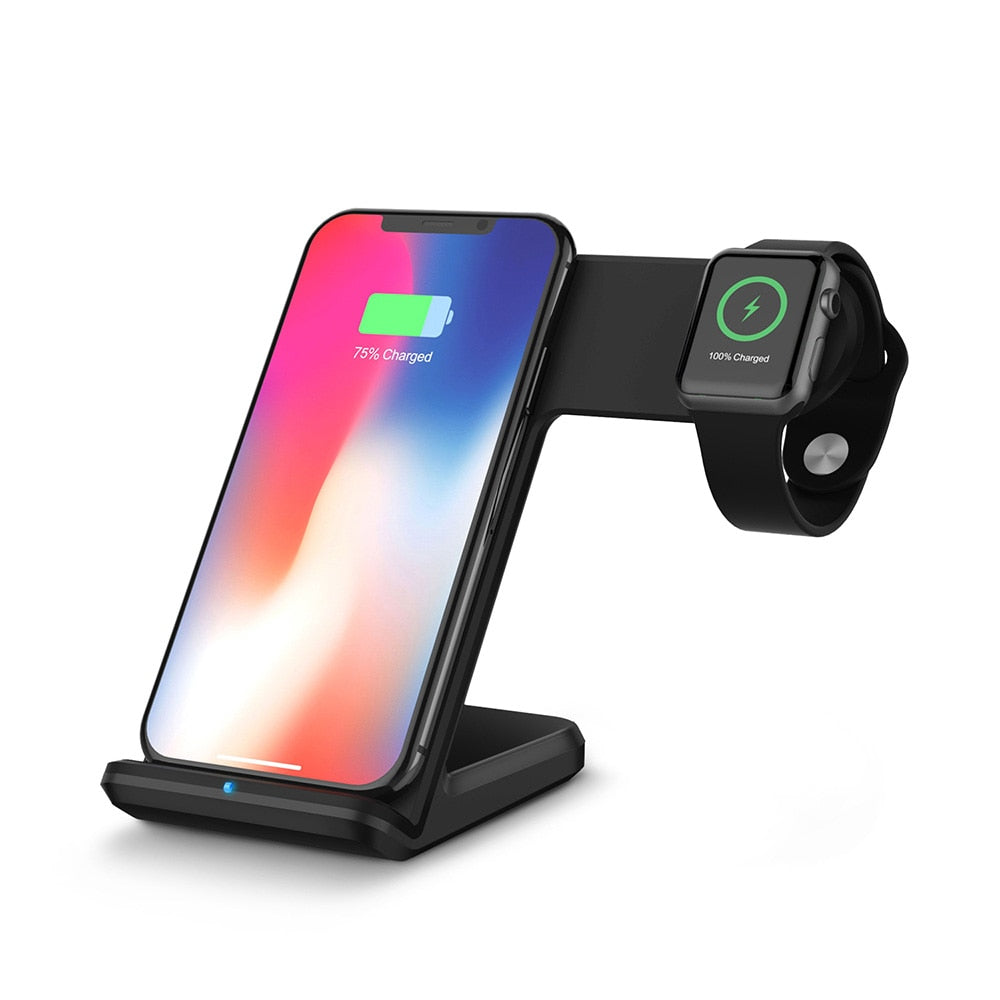 2-in-1 10w Qi Wireless Charger iPhone Watch Fast-Charging Dock