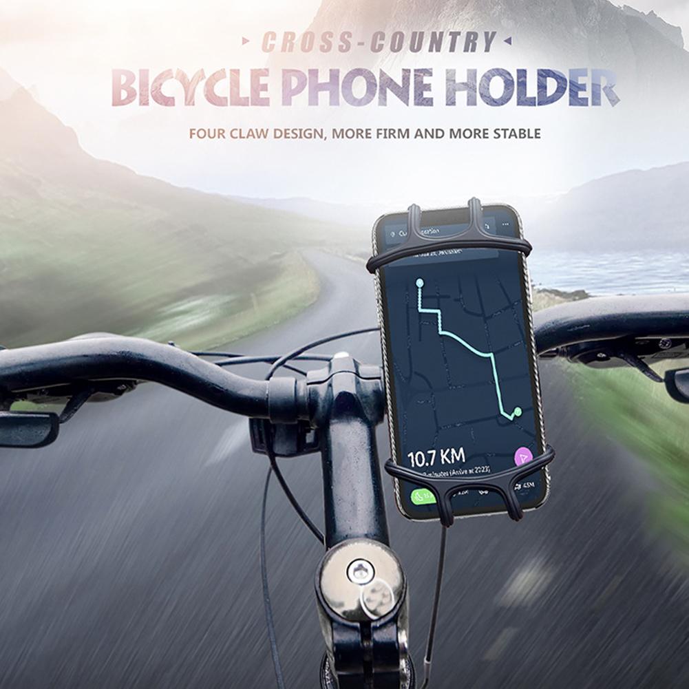 Universal Bike Motorcycle Mobile Phone Stand Holder Silicone Non-slip Buckle Pull Phone Mount