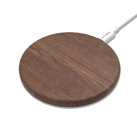 Wooden-Look 10W Qi Fast-Charging Pad Wireless Charger