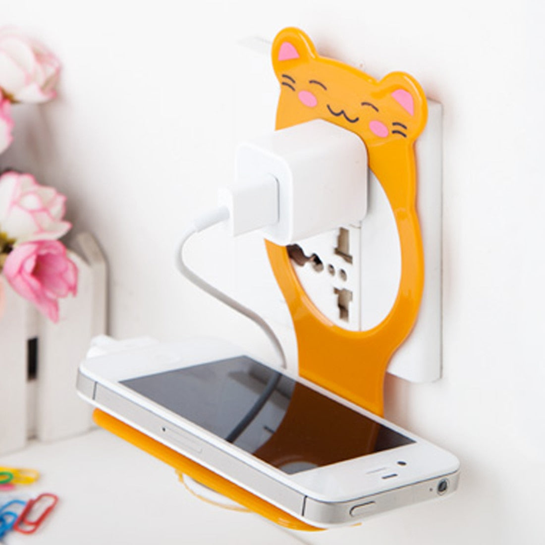 Mobile Phone Wall Charger Adapter Charging Holder Hanging Stand Bracket Support Charge Hanger Rack