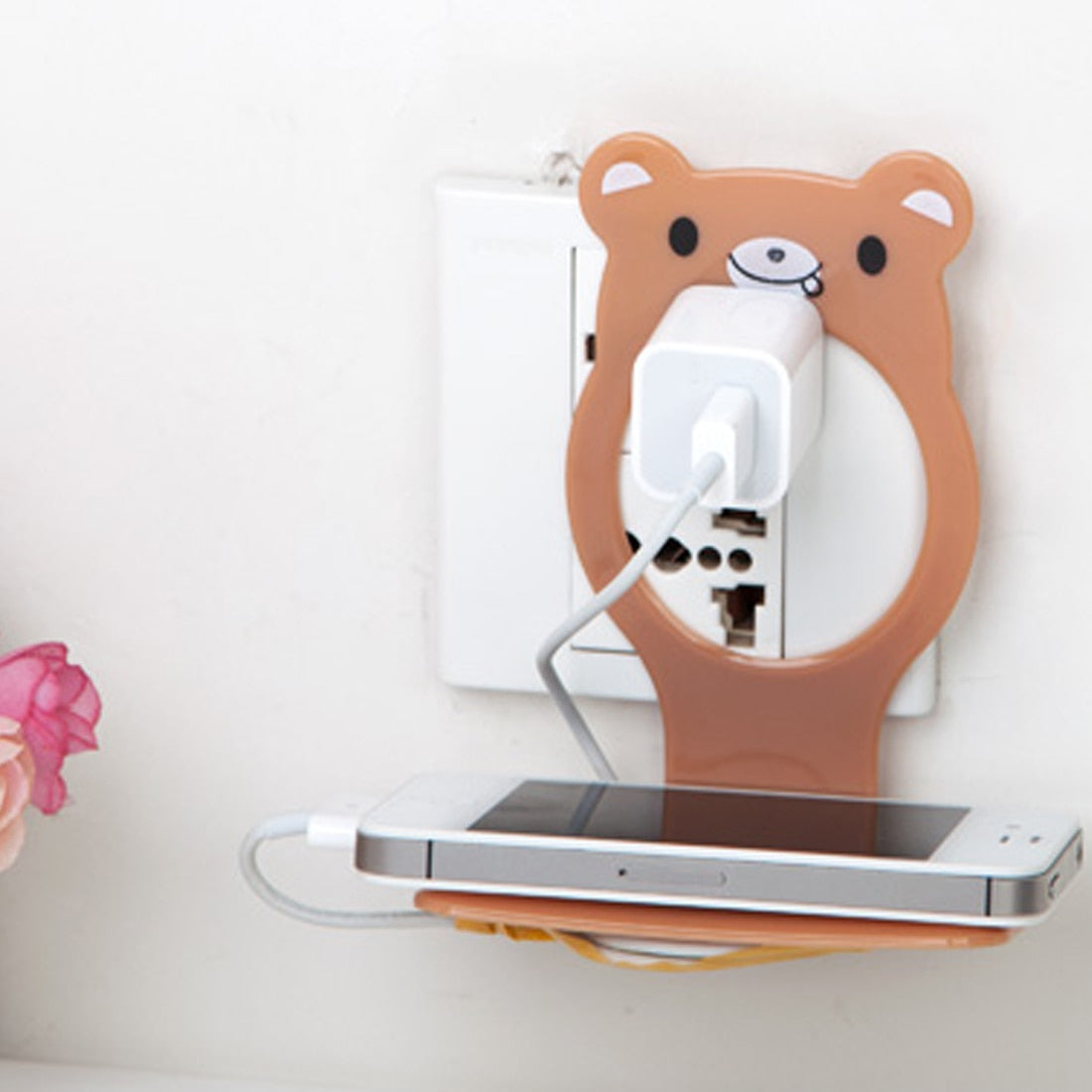 Mobile Phone Wall Charger Adapter Charging Holder Hanging Stand Bracket Support Charge Hanger Rack