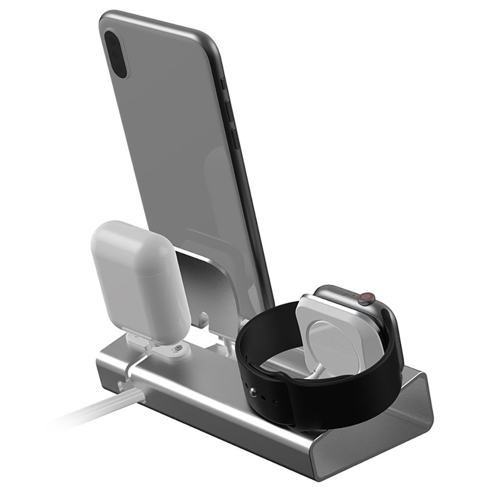 NEW Aluminum 3 in 1 Charging Dock For iPhone X XR XS Max 8 7 Apple Watch Charger Holder For iWatch