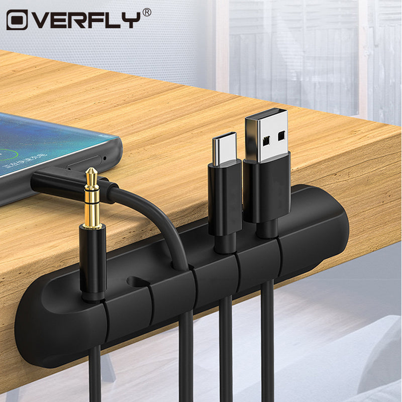 Overfly Cable Organizer Silicone USB Cable Winder Flexible Cable Management Clips Cable Holder For