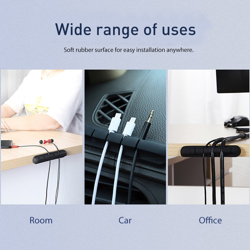 Overfly Cable Organizer Silicone USB Cable Winder Flexible Cable Management Clips Cable Holder For