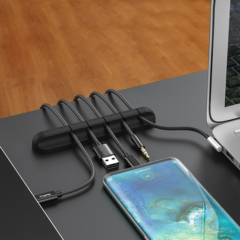 Overfly Cable Organizer Silicone USB Cable Winder Flexible Cable Management Clips Cable Holder For