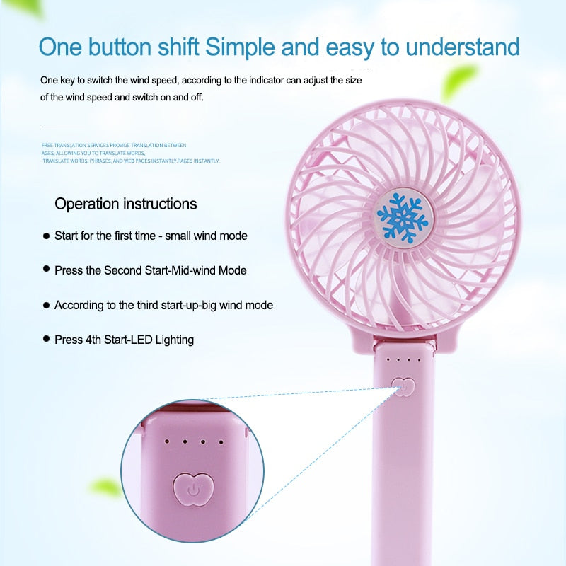 Portable Mini USB Fan Ventilation Foldable Air Conditioning Fans Hand Held Cooling Fan