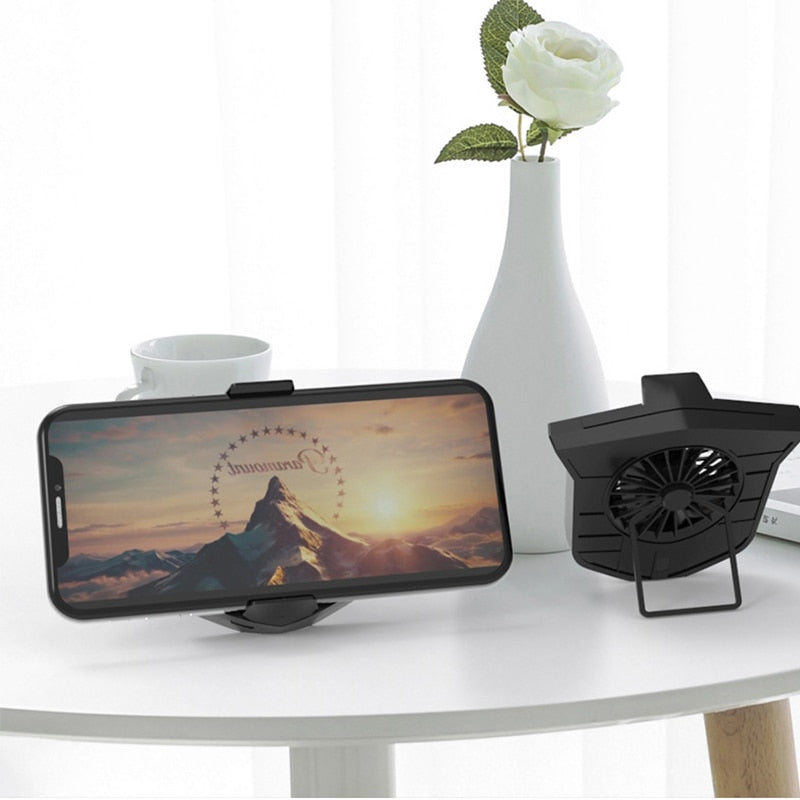 Portable Mobile Phone Gameing Cooling Pad Phone Holder Bracket Cooling Fan Radiator For 4-6.4inch