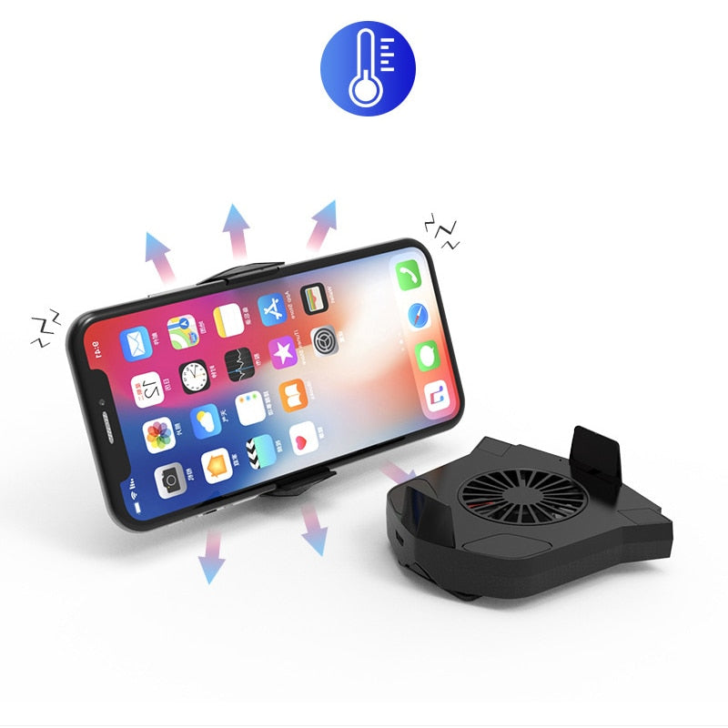 Portable Mobile Phone Gameing Cooling Pad Phone Holder Bracket Cooling Fan Radiator For 4-6.4inch