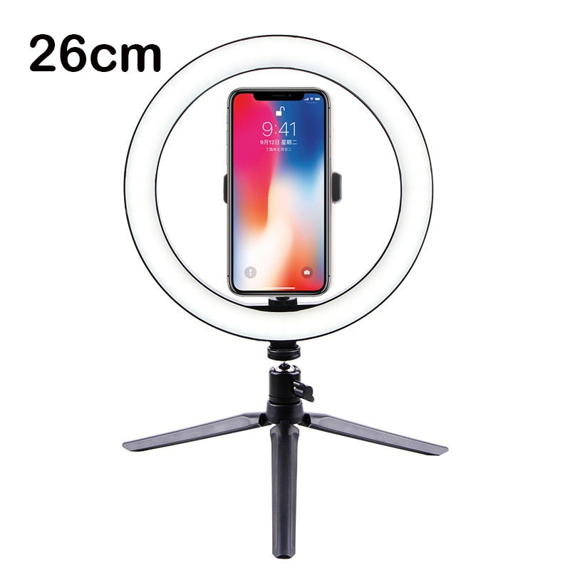 Selfie Lights Ring Fill Light LED Photographic Studio Dimmable Ringlight Phone Holder Lighting 1.25m