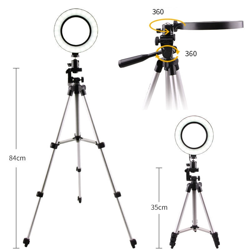 Selfie Lights Ring Fill Light LED Photographic Studio Dimmable Ringlight Phone Holder Lighting 1.25m