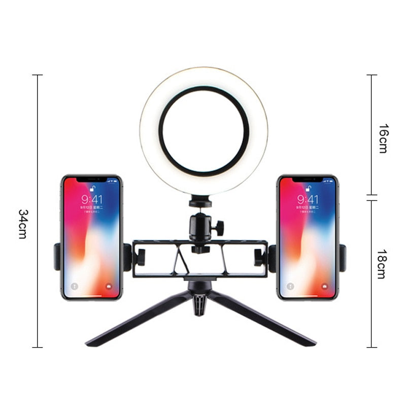 Selfie Lights Ring Fill Light LED Photographic Studio Dimmable Ringlight Phone Holder Lighting 1.25m