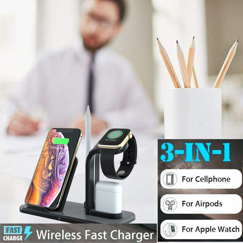 Shyosucce Wireless Charger for moblie phone 3 in1 I/phone 8 x Fast charging Dock Stand For