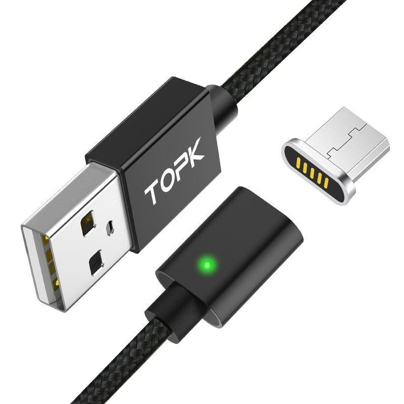 Magnetic Cable USB Type-C Cable & Micro USB Cable Nylon Braided LED Indicator Data Sync