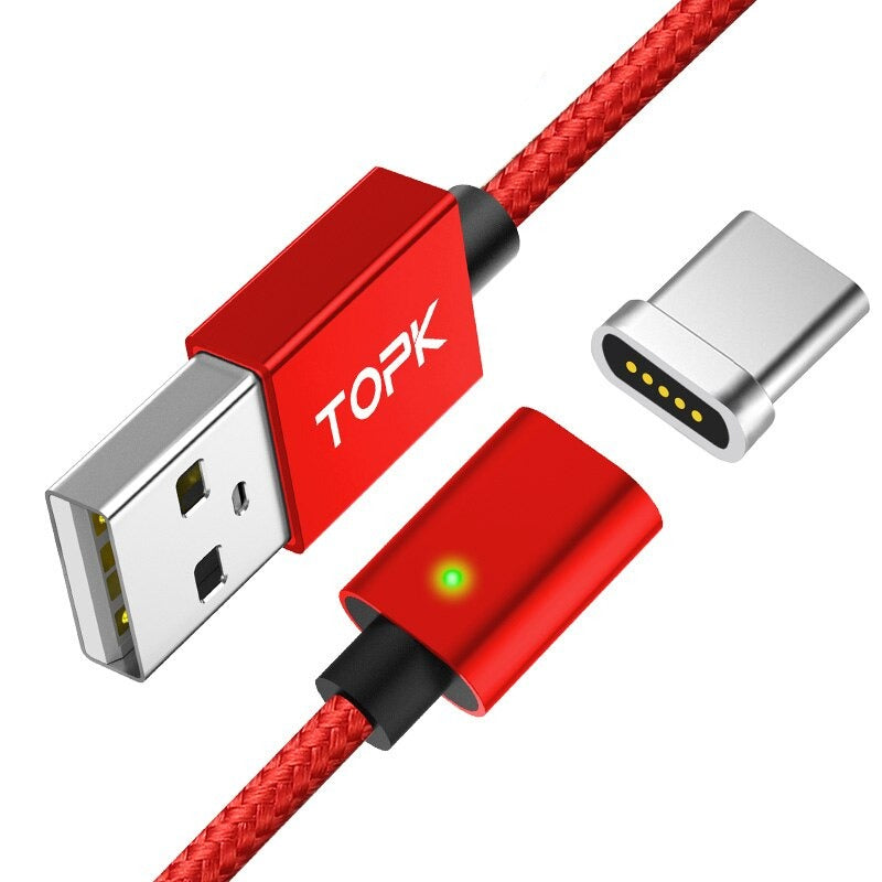 Magnetic Cable LED Indicator USB Type-C Micro USB  Adapter Nylon Braided